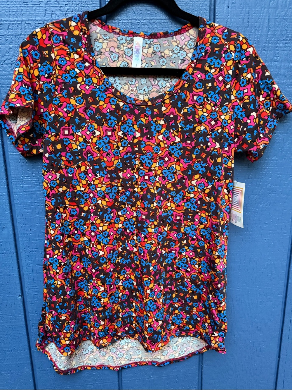 LuLaRoe Short Sleeve Floral Tee - Blue, Orange, Pink